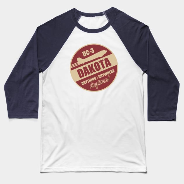 DC-3 Dakota Baseball T-Shirt by TCP